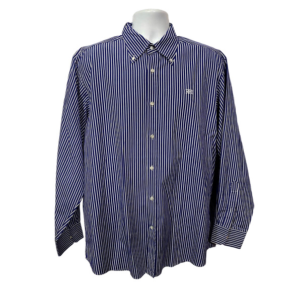 Polo Ralph Lauren Men's Purple Label Button Up Shirt  Blue Stripe XL Italy - Picture 1 of 11